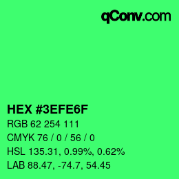 Color code: HEX #3EFE6F | qconv.com