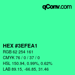 Color code: HEX #3EFEA1 | qconv.com