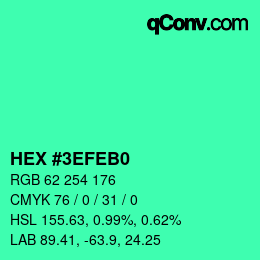 Color code: HEX #3EFEB0 | qconv.com