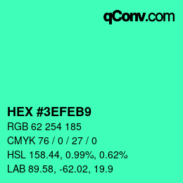Color code: HEX #3EFEB9 | qconv.com