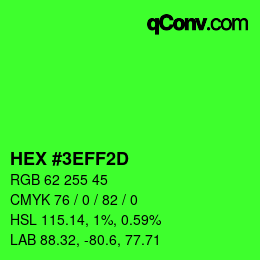 Color code: HEX #3EFF2D | qconv.com