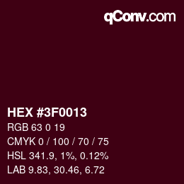 颜色代码: HEX #3F0013 | qconv.com