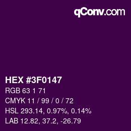 Color code: HEX #3F0147 | qconv.com
