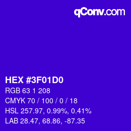 颜色代码: HEX #3F01D0 | qconv.com