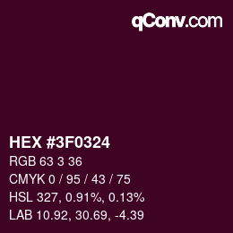 颜色代码: HEX #3F0324 | qconv.com