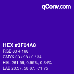 Color code: HEX #3F04A8 | qconv.com