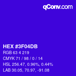 Color code: HEX #3F04DB | qconv.com