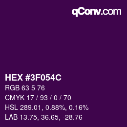 Color code: HEX #3F054C | qconv.com