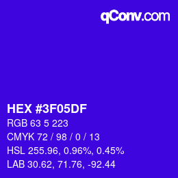 Color code: HEX #3F05DF | qconv.com