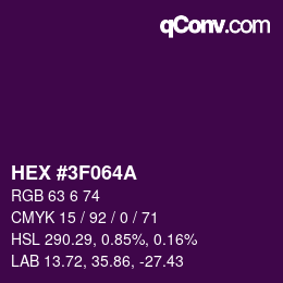 Color code: HEX #3F064A | qconv.com