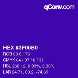 Color code: HEX #3F06B0 | qconv.com