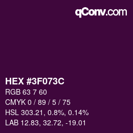 Color code: HEX #3F073C | qconv.com