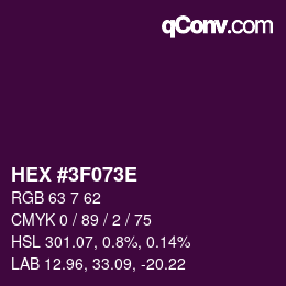 Farbcode: HEX #3F073E | qconv.com