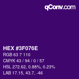 Color code: HEX #3F076E | qconv.com