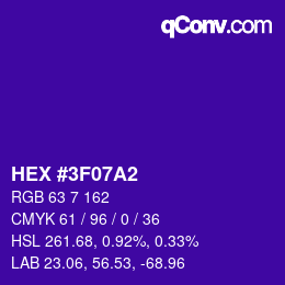 Color code: HEX #3F07A2 | qconv.com