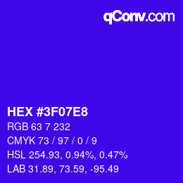 Color code: HEX #3F07E8 | qconv.com