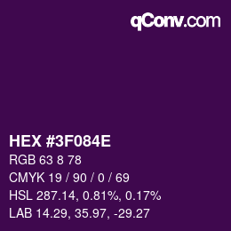 Color code: HEX #3F084E | qconv.com