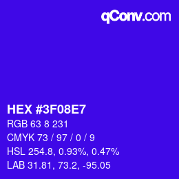 カラーコード: HEX #3F08E7 | qconv.com