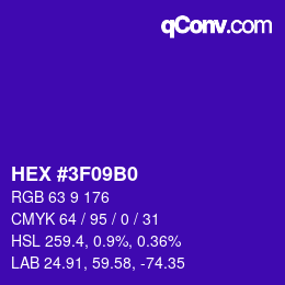 Color code: HEX #3F09B0 | qconv.com