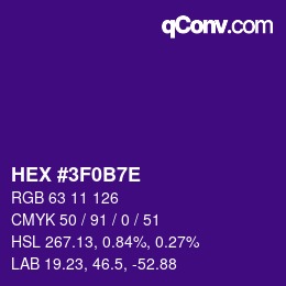 Color code: HEX #3F0B7E | qconv.com