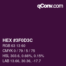 Color code: HEX #3F0D3C | qconv.com