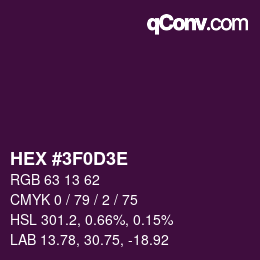 Color code: HEX #3F0D3E | qconv.com