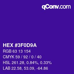 Color code: HEX #3F0D9A | qconv.com