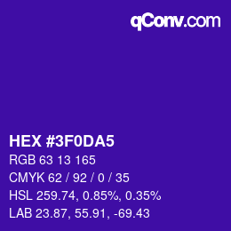 Color code: HEX #3F0DA5 | qconv.com