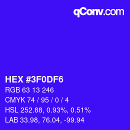 Color code: HEX #3F0DF6 | qconv.com