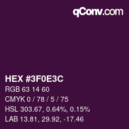 Color code: HEX #3F0E3C | qconv.com