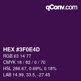 Color code: HEX #3F0E4D | qconv.com
