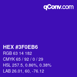 カラーコード: HEX #3F0EB6 | qconv.com