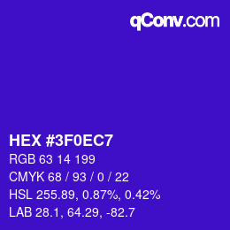 カラーコード: HEX #3F0EC7 | qconv.com