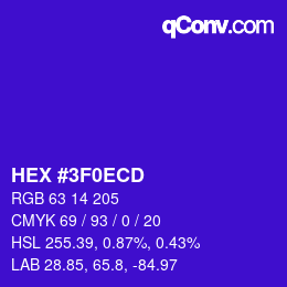 Color code: HEX #3F0ECD | qconv.com