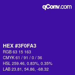 Color code: HEX #3F0FA3 | qconv.com