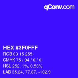 Color code: HEX #3F0FFF | qconv.com