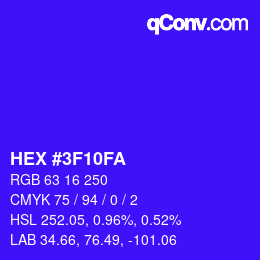 Color code: HEX #3F10FA | qconv.com