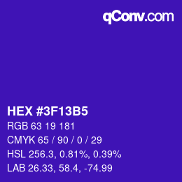 Color code: HEX #3F13B5 | qconv.com