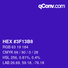 Color code: HEX #3F13B8 | qconv.com