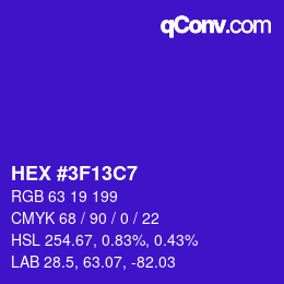 カラーコード: HEX #3F13C7 | qconv.com
