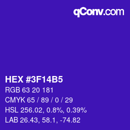 Color code: HEX #3F14B5 | qconv.com