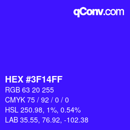 Color code: HEX #3F14FF | qconv.com