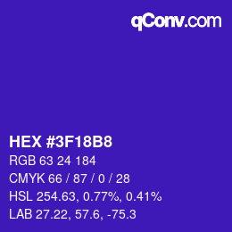Color code: HEX #3F18B8 | qconv.com