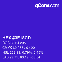 Color code: HEX #3F18CD | qconv.com
