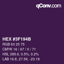 Farbcode: HEX #3F194B | qconv.com