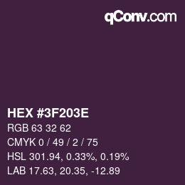 Color code: HEX #3F203E | qconv.com