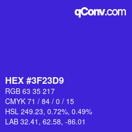 Color code: HEX #3F23D9 | qconv.com
