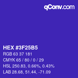 カラーコード: HEX #3F25B5 | qconv.com
