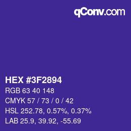 Color code: HEX #3F2894 | qconv.com