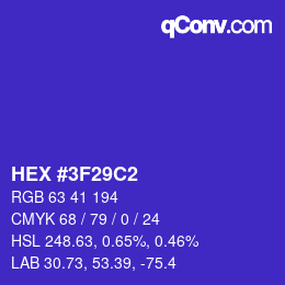 Farbcode: HEX #3F29C2 | qconv.com